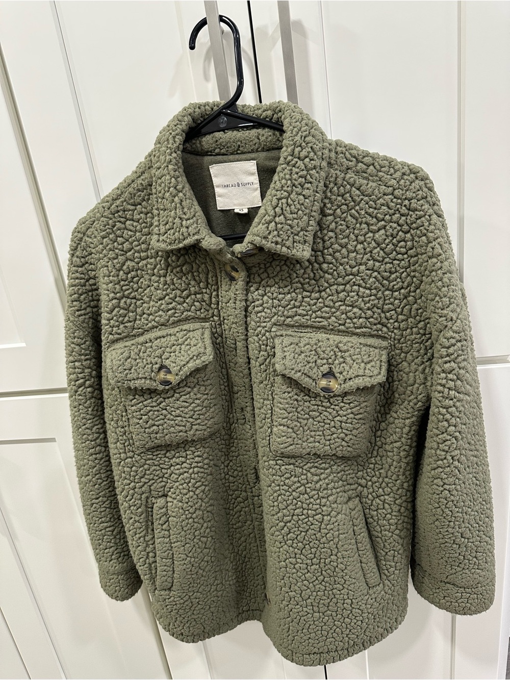 Thread & Supply Olive Green Fleece Sherpa Jacket